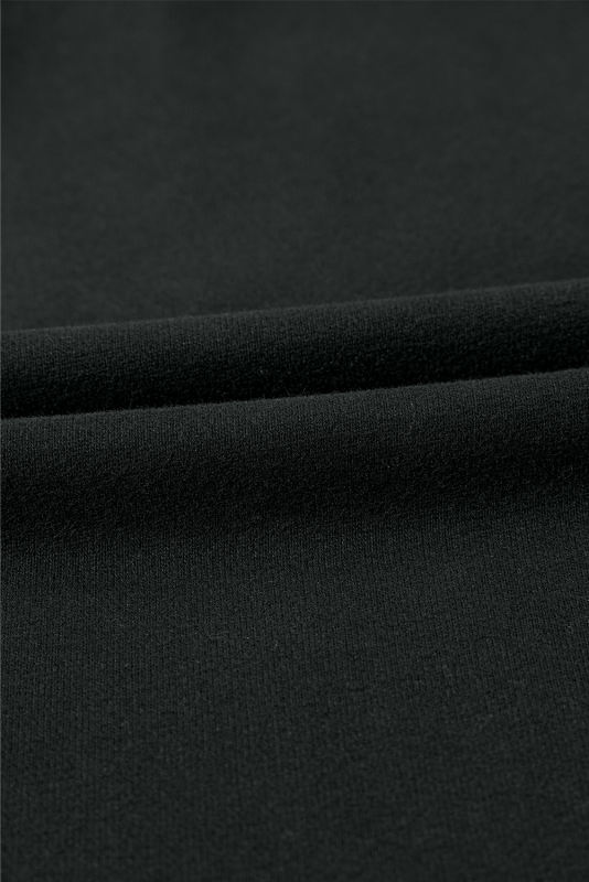 Black Solid Kangaroo Pocket Half Zipper Oversized Hoodie