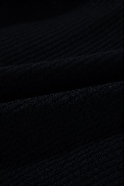 Black Solid Color Corduroy Buttoned Long Sleeve Shacket