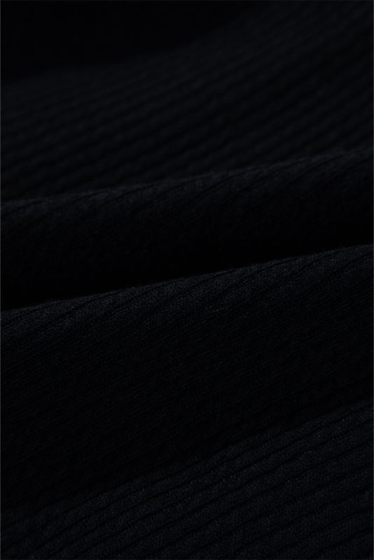 Black Solid Color Corduroy Buttoned Long Sleeve Shacket