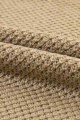 Pale Khaki Turtleneck Textured Short Sleeve Sweater