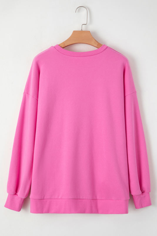 Bonbon Solid Fleece Lined Drop Shoulder High Low Sweatshirt