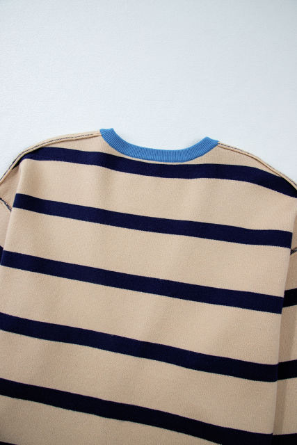 White Colorblock Drop Shoulder Buttoned Loose Cardigan