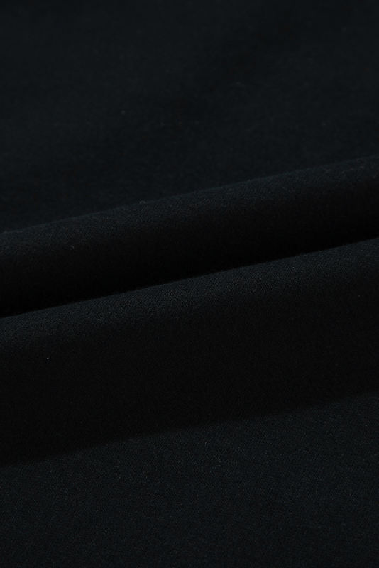 Black Fleece Lined Kangaroo Pocket Drawstring Chunky Hoodie