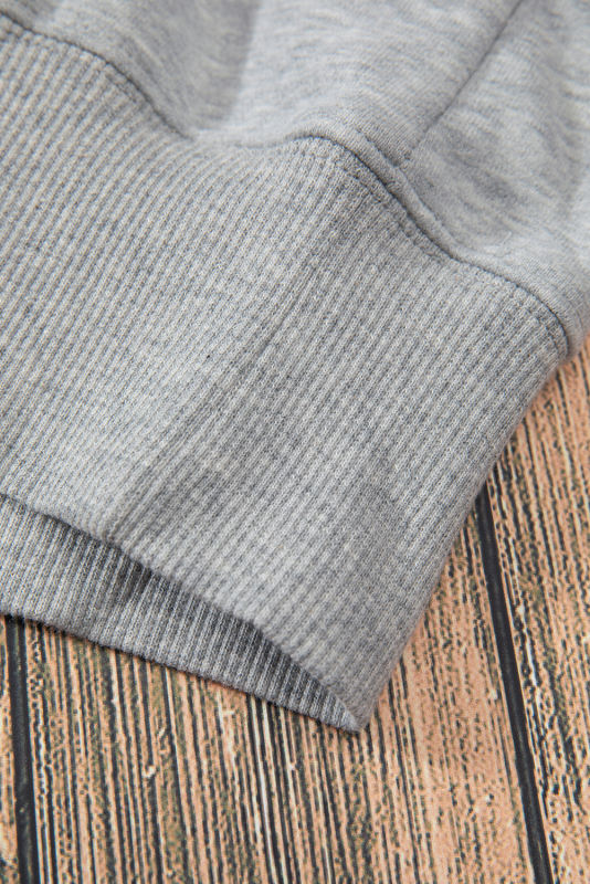 Light Grey Fleece Lined Kangaroo Pocket Drawstring Chunky Hoodie