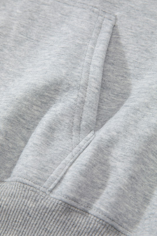 Light Grey Fleece Lined Kangaroo Pocket Drawstring Chunky Hoodie