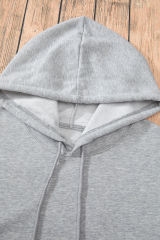 Light Grey Fleece Lined Kangaroo Pocket Drawstring Chunky Hoodie