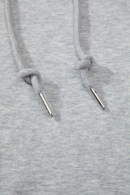 Light Grey Fleece Lined Kangaroo Pocket Drawstring Chunky Hoodie