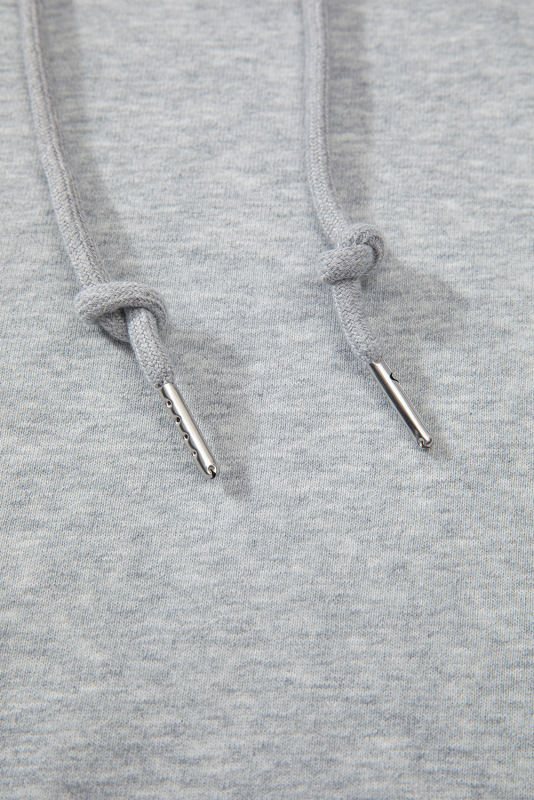 Light Grey Fleece Lined Kangaroo Pocket Drawstring Chunky Hoodie
