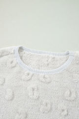 Light Grey Textured Leopard Fleece Loose Two Piece Lounge Set
