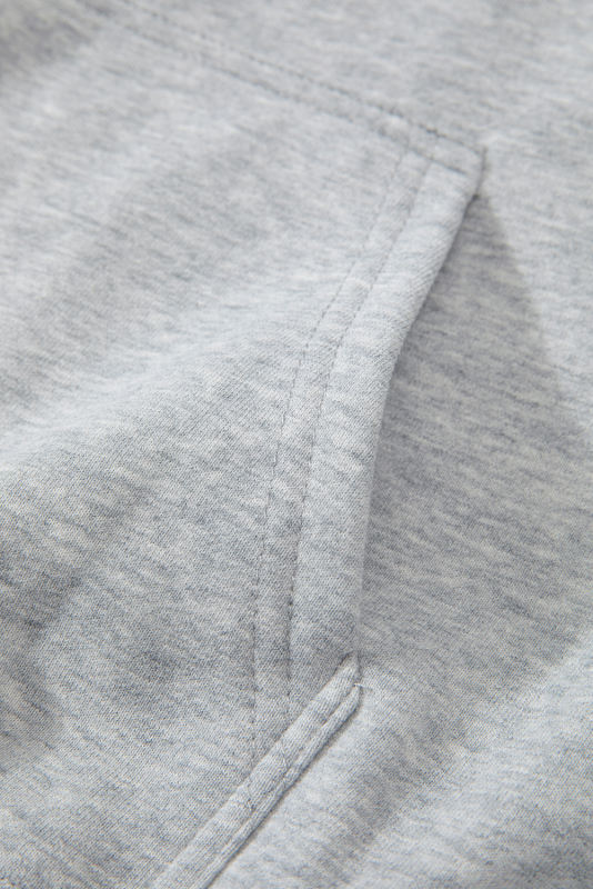 Light Grey Fleece Lined Kangaroo Pocket Drawstring Chunky Hoodie