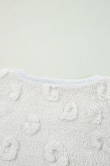 Light Grey Textured Leopard Fleece Loose Two Piece Lounge Set