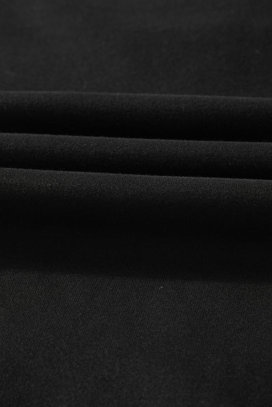 Black Fleece Lined Kangaroo Pocket Drawstring Chunky Hoodie