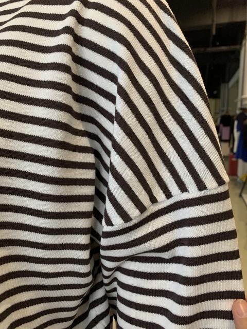 Red Striped Crew Neck Drop Shoulder Sweater