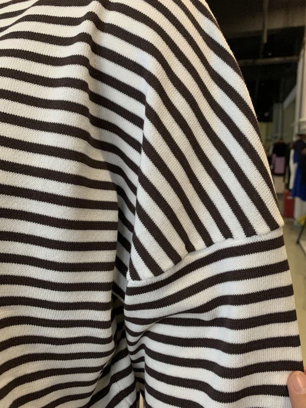 Red Striped Crew Neck Drop Shoulder Sweater