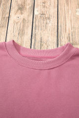 Meadow Mauve Solid Fleece Lined Drop Shoulder Terry Sweatshirt