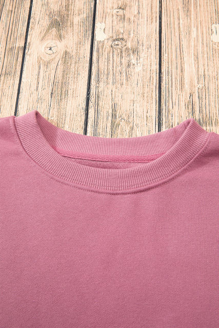 Meadow Mauve Solid Fleece Lined Drop Shoulder Terry Sweatshirt