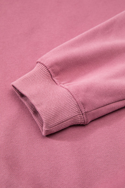 Meadow Mauve Solid Fleece Lined Drop Shoulder Terry Sweatshirt
