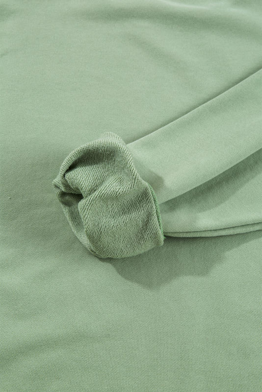 Smoke Green Plain Drop Shoulder Crewneck Pullover Sweatshirt
