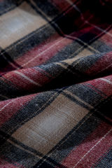 Red Plaid Print Chest Pocket Buttoned Hooded Shacket