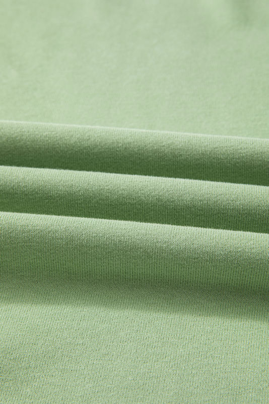 Smoke Green Solid O Neck High Low Hem Pullover Sweatshirt