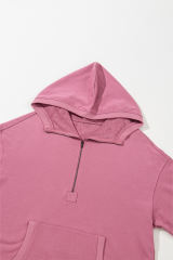 Valerian Solid Kangaroo Pocket Half Zipper Oversized Hoodie