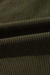 Mist Green Corduroy Fleece Patchwork Buttoned Bomber Jacket