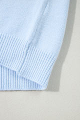 Beau Blue Flower Detail Knitted Notched Neck Sweater