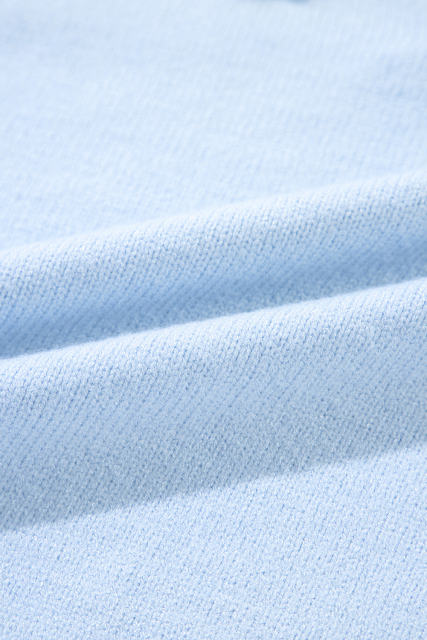 Beau Blue Flower Detail Knitted Notched Neck Sweater