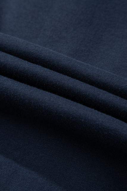 Navy Blue Solid Color Collared Sweatshirt and High Waist Pants Set