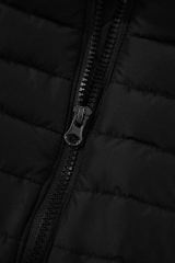 Black Plush Collared Quilted Zipped Puffer Vest