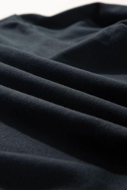 Black Plain Drop Shoulder Crewneck Pullover Sweatshirt
