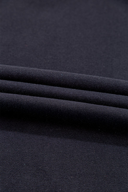 Black Plain Drop Shoulder Crewneck Pullover Sweatshirt