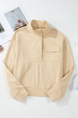 Smoke Gray Vintage Mineral Wash Half Button Collared Sweatshirt