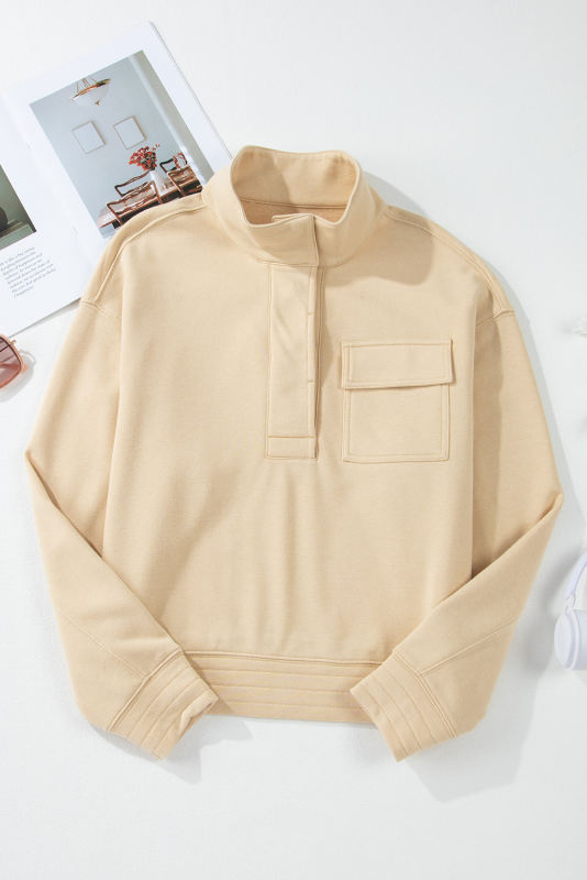 Smoke Gray Vintage Mineral Wash Half Button Collared Sweatshirt