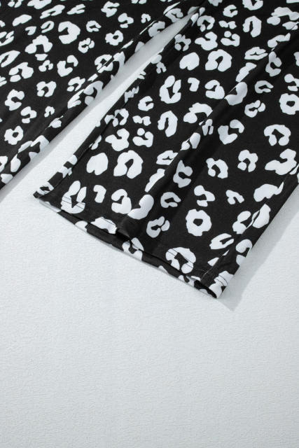 Leopard Wide Leg Pockets Plus Size Pants