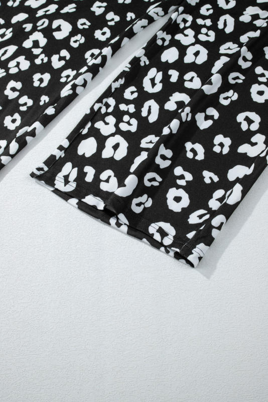 Leopard Wide Leg Pockets Plus Size Pants