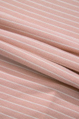 Pink Stripe Cowl Neck Side Slits Loose Fit Long Sleeve Top