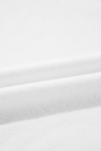 White Flower Detail Knitted Notched Neck Sweater