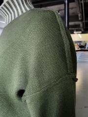 Army Green Contrast Striped Detail High Neck Sweater Dress