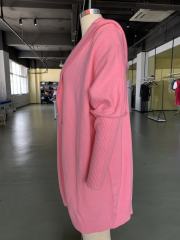 Hot Pink Solid Color Buttoned Hooded Cardigan