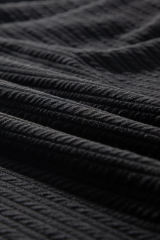 Black Textured Hoodie and Shorts Plus Size Two Piece Set