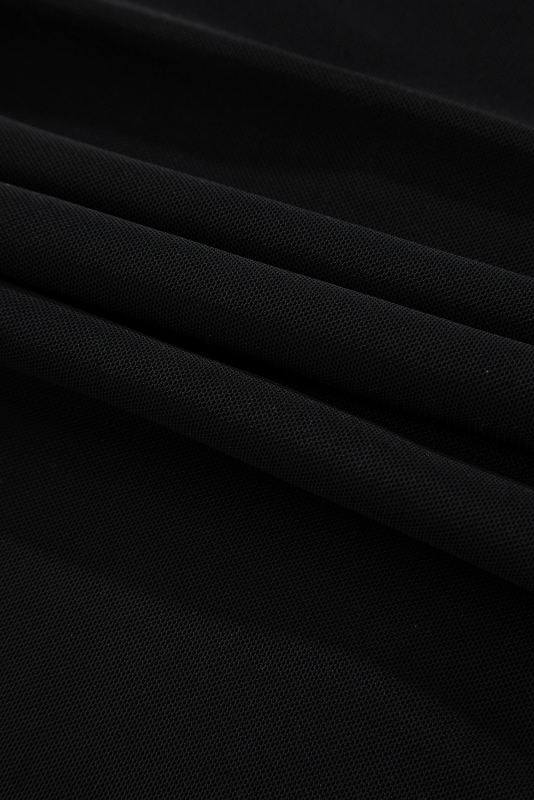 Black Sequin Velvet Sheer Mesh Mock Neck Blouse