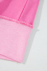 Sachet Pink High Low Patchwork Long Sleeve Top and Shorts Set