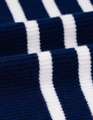 Navy Blue V Neck Slim Fit Striped Sweater Dress