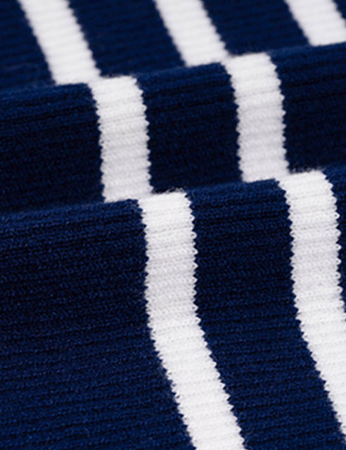 Navy Blue V Neck Slim Fit Striped Sweater Dress