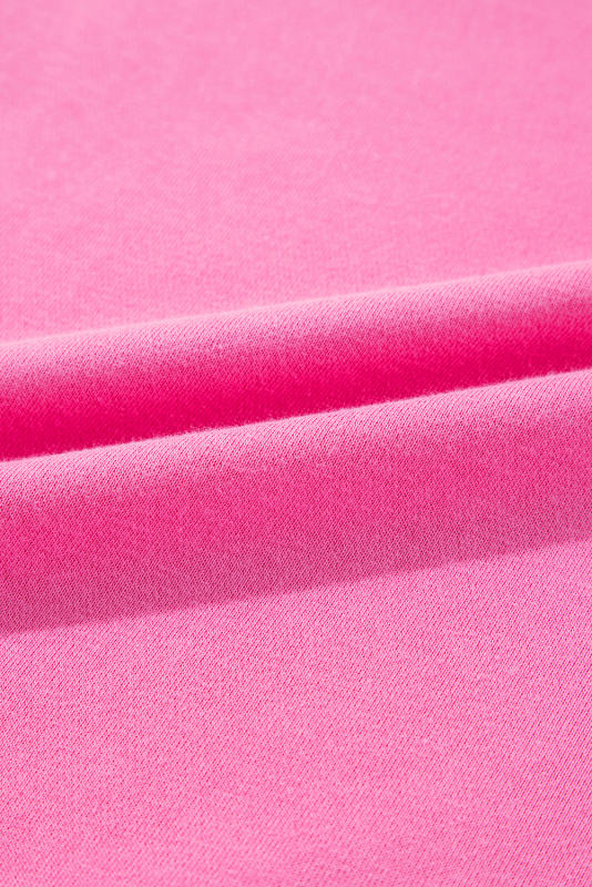 Sachet Pink High Low Patchwork Long Sleeve Top and Shorts Set