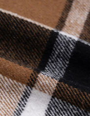 Khaki Plaid Print Buttoned Long Hooded Shacket