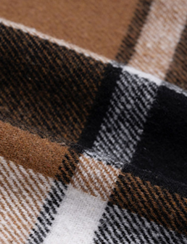 Khaki Plaid Print Buttoned Long Hooded Shacket