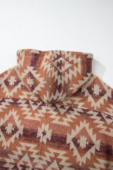 Red Plus Size Western Fashion Aztec Patterned Half Zip High Neck Hoodie