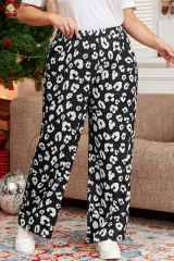 Leopard Wide Leg Pockets Plus Size Pants